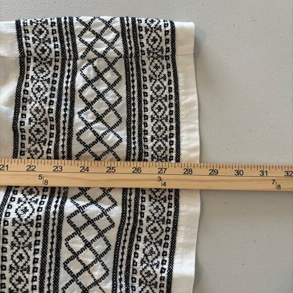 J. Jill Women's Small Ivory Black Embroidered Boho Bell Sleeve Tunic Top Shirt - Picture 7 of 11